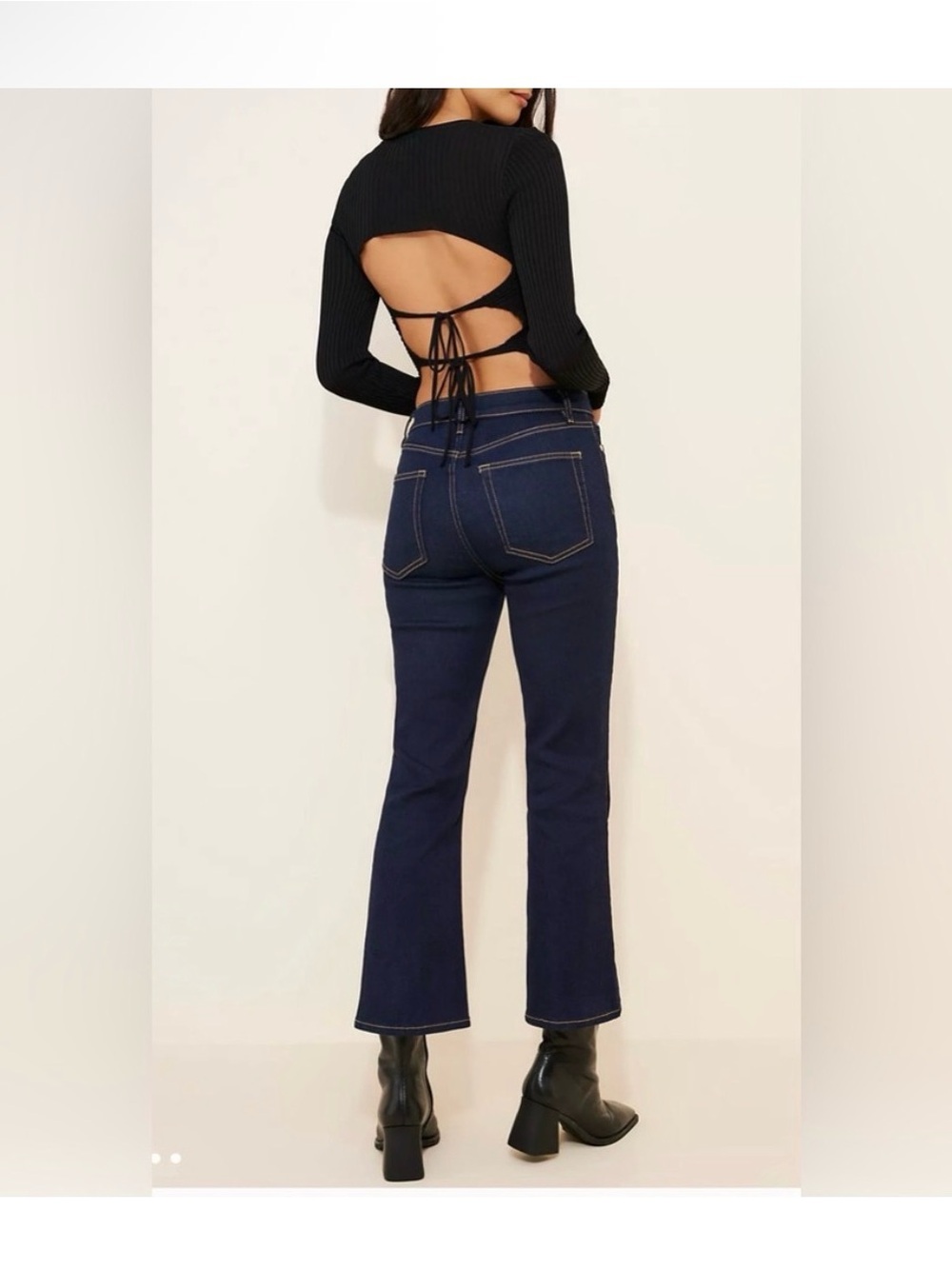 Frame Denim Dark Blue Le Crop Mini Boot Jeans - Picture 2 of 5